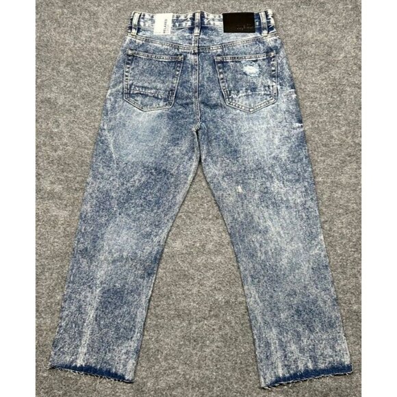 Rue21 Jeans Mens 28X26 Relaxed Cropped Blue Distressed Acid Wash Denim New - Picture 4 of 12